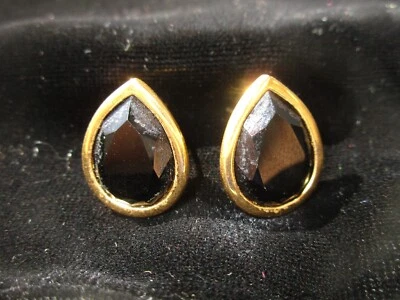 Swarovski  Swan Signed Teardrop Shape Black Crystal Post Earrings - Image 1 of 4