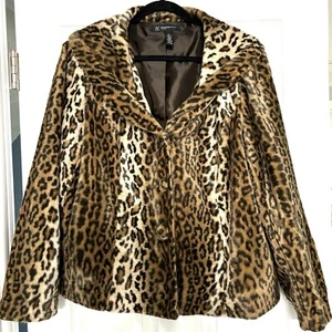 INC International Concepts Damengröße 1X Kunstfell Cropped Leopardenmuster Jacke - Bild 1 von 15
