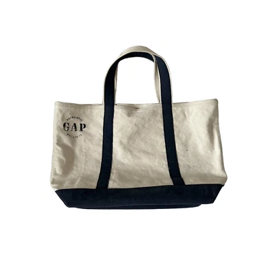 Bolso de Mano Gap Beige Azul Lona Grande 20"x12" Lona Foto 1 de 4