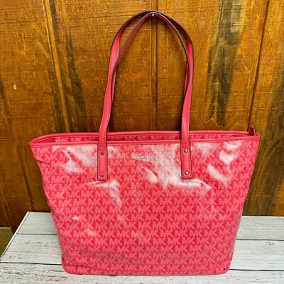 MICHAEL KORS Logo Carter Large Top Zip Tote Bag - Geranium - Image 1 of 4
