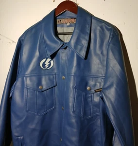 Vintage Volcom Leather Jacket 90s Y2K USA Skate Baggy Logo Size Large - Picture 1 of 10