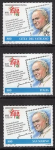 VATIKAN 1998 NH 1085 Papst Johannes Paul II + SAN MARINO 1430 + ITALIEN 2259 GEMEINSAME AUSGABE - Bild 1 von 1