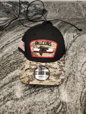 Atlanta Falcons 2021 New Era 39THIRTY Salute To Service Flex Sombrero Negro/Camuflaje Nuevo con Etiquetas Foto 1 de 4