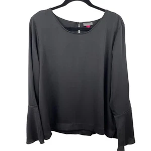 Vince Camuto Damenbluse Top XL schwarz Polyester Glockenmanschetten Knopf Akzente - Bild 1 von 10