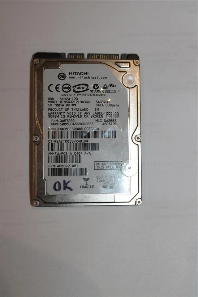 Hitachi HTS543212L9A300 120GB 2.5" SATA hard drive 5K320-120 - Image 1 of 2