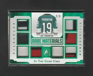 2016-17 Leaf In The Game Used Rare Materials Joe Thornton 2/5 Patch