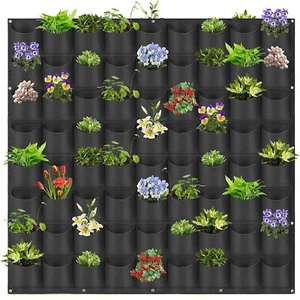 72 Pockets Wall Hanging Planter Planting Grow Bag Vertical Garden Flower Black - Picture 1 of 9