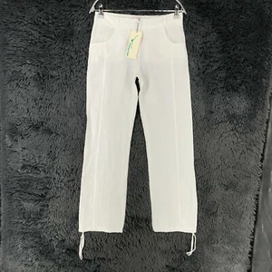 TWINTIP Women White Loose Straight Fit Linen Trousers Size XS W29 Made In Italy - Picture 1 of 11