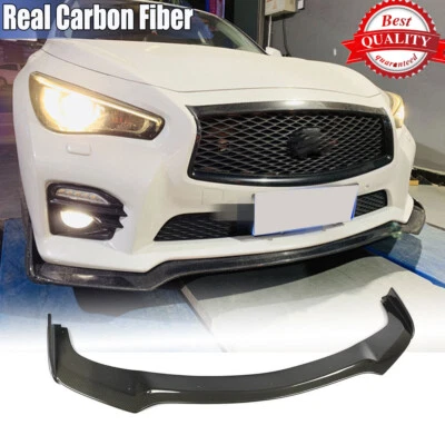 For Infiniti Q50 Base Sedan 2018-2020 Real Carbon Front Bumper Lip Chin Spoiler - Image 1 of 4