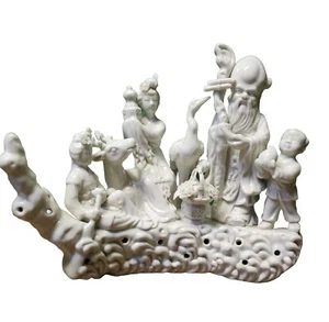 Chine de Blanc Immortals On Boat Ceramic Antique Late 19th Century White 9"x5" - Picture 1 of 20
