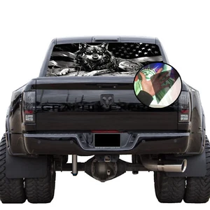 Truck Back Window Graphics Wolf American Flag (P565) See Through Rear Decal - Picture 1 of 5