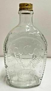 Botella de vidrio transparente jarabe de cabina de troncos vintage frasco especial bicentenario - Imagen 1 de 5