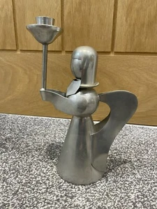 WISNA Large Aluminium Metal ANGEL Candle Holder - 23 cm H (9 INCH) - VGC - Picture 1 of 7