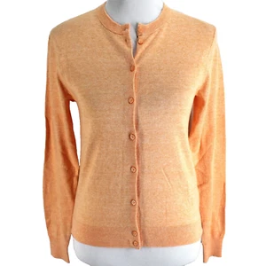 J Crew Cardigan Sweater Womens Size S Orange Long Sleeve Button Front Cotton - Picture 1 of 7