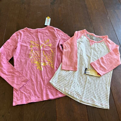 cat and jack cherokee 10-12 owl striped long sleeve t shirt top lot  - Image 1 of 4