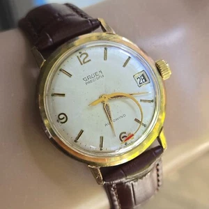 Vintage GRUEN men's automatic watch N710CA 17Jewels Rocket second hand 1960s - Picture 1 of 17