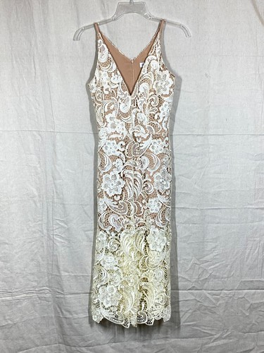 OFF WHITE Abito The Population Emerson tuta tuffo donna XS bianco sporco scollo pizzo