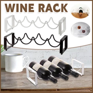 Iron Wine Rack Bottle Holder Metal Display Stand Tabletop Decorative Storage - Picture 1 of 17