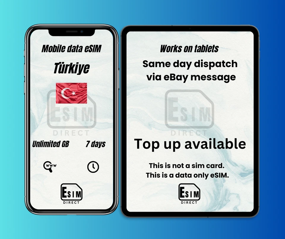 Mobile data eSIM - Turkey - unlimited internet for 7 days - Image 1 of 1