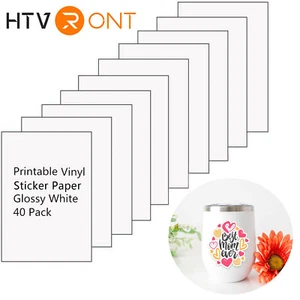 40 Blatt glänzend weiß bedruckbar Vinyl Aufkleber Papier für Tintenstrahl & Laserdrucker - Bild 1 von 10
