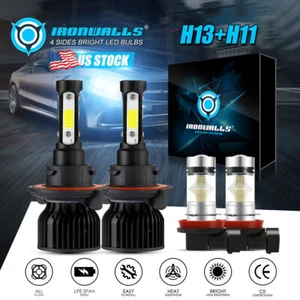 For Chevy Cruze 2011-2013 2014 2015 LED Headlight Hi/Lo + Fog Light Bulb 4-sides - Picture 1 of 12
