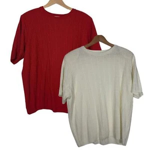 Alfred Dunner Dead Stock NWT Knit Sweater Red and White Shirt Bundle Size: 2x - Picture 1 of 9