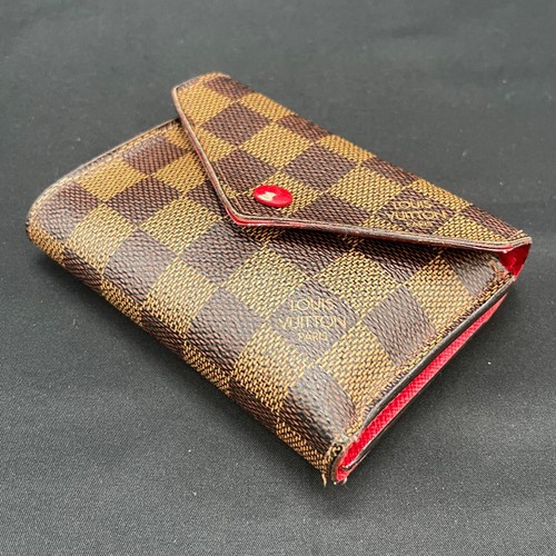 LOUIS VUITTON（LV） Portafoglio in tela rivestito Louis Vuitton Damier Ebene Victorine tripieghe chiusura a scatto