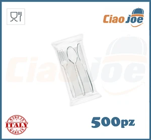 500 Set Posate di plastica Tris monouso Trasparenti imbustate riutilizzabili - Foto 1 di 1