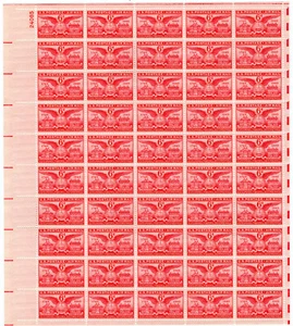 Scott #c40 Alexandria Gadsby House Airmail Sheet of 50 Stamps - MNH #P#24085 UL - Picture 1 of 2