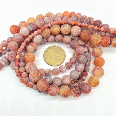 Cuentas espaciadoras sueltas redondas grietas de ágata desgastadas de piedras preciosas naturales 4 6 8 10 12 mm Foto 1 de 4