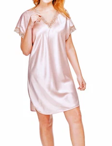 Shadowline Women's Pink Blush Satin Silky Charming Sleepshirt Sleepwear Elegant - Picture 1 of 5