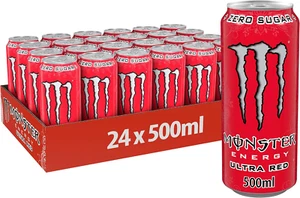 Monster Energy Ultra Red – 24 Lattine Da 500 Ml, Energy Drink Zero Zuccheri E Po - Foto 1 di 3