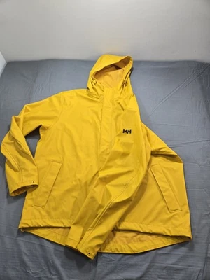 Helly Hansen Jacket Mens Double Extra Large Yellow Coat Rain Hooded Parka PVC - Image 1 of 4