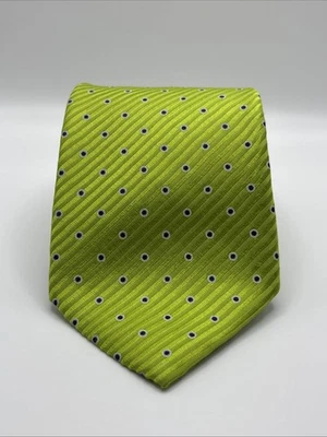 "Corbata Dolcepunta 100 % seda verde azul patrón de puntos hecha a mano Italia 60x3,5""" Foto 1 de 4