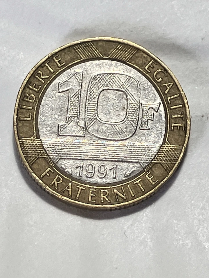 Moneda de plata y oro Liberte -Egalite-Fraternite 10 F 1991 vintage Foto 1 de 4