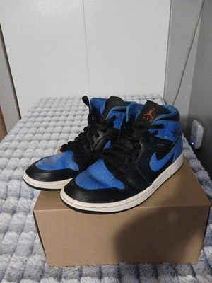 Jordan 1 Royal Mid Paint Splattered Size 8.5 Pre-owned No Box  - Image 1 of 4