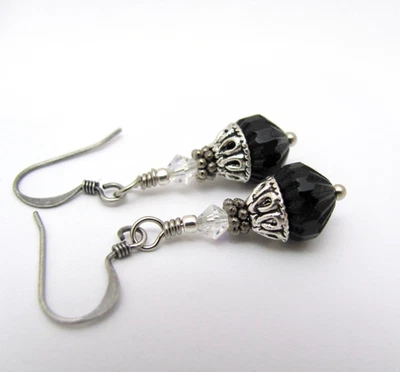 Черные серьги с использованием кристаллов Swarovski чешское стекло подвеской богемное США - Изображение 1 из 4