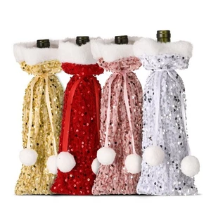 4 Pièces Couvercles de Bouteille de Vin avec Cordon et Paillettes Paillettes po - Picture 1 of 12