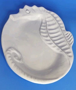 Vietri Italian White Ceramic Seahorse Platter 12" - Picture 1 of 4