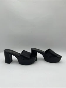 Stuart Weitzman Squarehigh Platform Slide Sandal In Black Size 9B - Picture 1 of 5