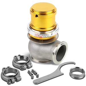 45MM TURBOCHARGER MANIFOLD ALUMINUM V-BAND 5.25"EXTERNAL GOLD WASTEGATE+SPRING - Picture 1 of 5