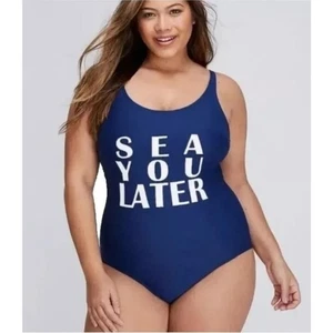 Lane Bryant Swim by Cacique Gr. 16 Blue Sea You Later Einteiler Tank Badeanzug - Bild 1 von 12