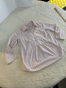 Vineyard Vines Pink White Striped Tunic Top XS 100% Cotton Long Sleeve Casual - Picture 1 of 8