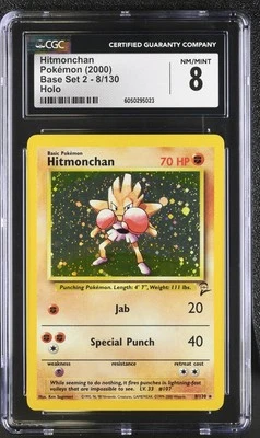 CGC 8 Hitmonchan 2000 Base Set 2 8/130 Holo Pokemon Card - Image 1 of 2