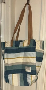 FEED Markt Tragetasche stabil Canvas Organizer wiederverwendbar gestreift mehrere Taschen - Bild 1 von 5