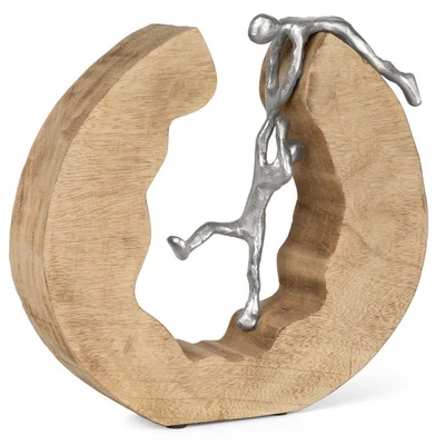 Skulptur Teamwork Teamarbeit Mangoholz Alu Wohnzimmer Deko Holz Dekoration  - Bild 1 von 4