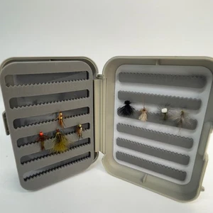 Hand Tied Trout Fly Assortment - 12 Flies in Snap Case - Dry, Nymph, Terrestrial - Picture 1 of 5