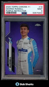 2020 TOPPS CHROME FORMULA 1 #19 GEORGE RUSSELL PURPLE REFRACTOR RC /399 PSA 9 - Picture 1 of 5