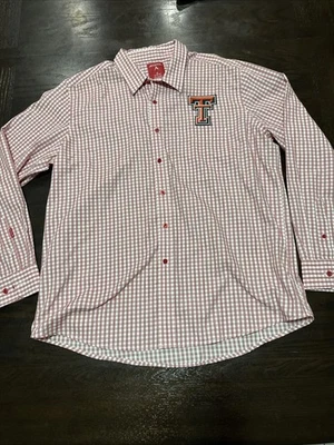 Camisa de vestir Texas Tech Red Raiders Antigua con botones a cuadros roja blanca X grande Foto 1 de 4