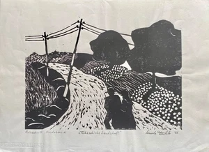 Holzschnitt " Tschechische Landschaft " signiert Karola Teschler,  1996 - Bild 1 von 5